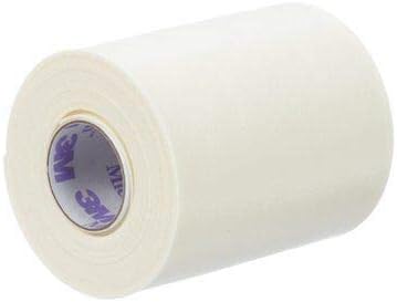 Side angle view of three inch 3M elastic foam medical tape showcasing its thick cushioning texture.