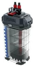 Fluval 407 multi stage filtration system showing vertical pre-filter arrangement