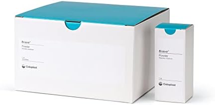 Back label view of Brava ostomy barrier powder bottle detailing standard application guidelines