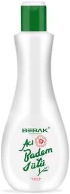 Bebak bitter almond cleansing milk product label close up