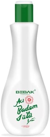 Bebak bitter almond cleansing milk product label close up