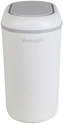 Side profile of Shnuggle Eco-Touch diaper pail showing 10 liter capacity