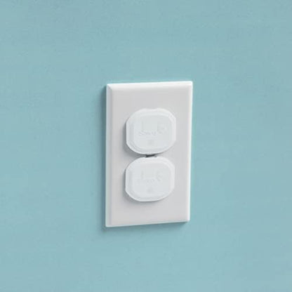 Safety 1st childproof electrical socket covers showing press and pull tab