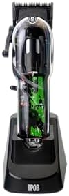 TPOB professional hair trimmer showcasing the close cutting steel blade and matte finish case.