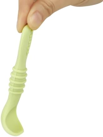 BPA free non toxic silicone toddler training utensils close up