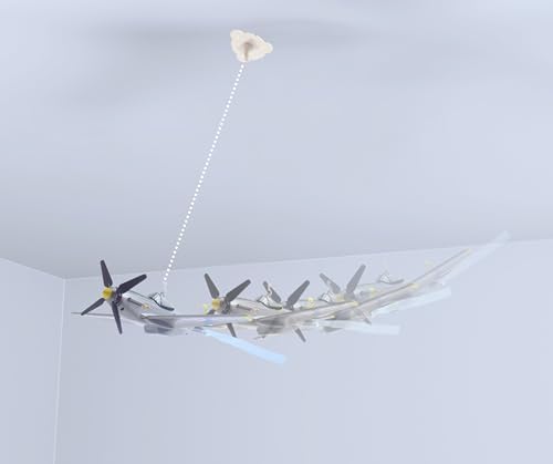Underneath battery compartment view of the Daron motorized ceiling tethered airplane toy.