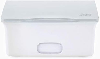 Ubbi wipes holder showing weighted plate mechanism