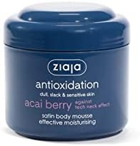 Lightweight whipped texture of Ziaja antioxidant acai berry body cream for firming and hydration