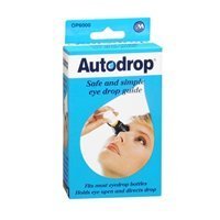 Autodrop Eyedrop Guide front view of blue reusable eye drop applicator aid