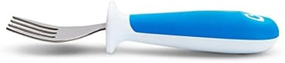 Blue Munchkin toddler fork with raised base feature