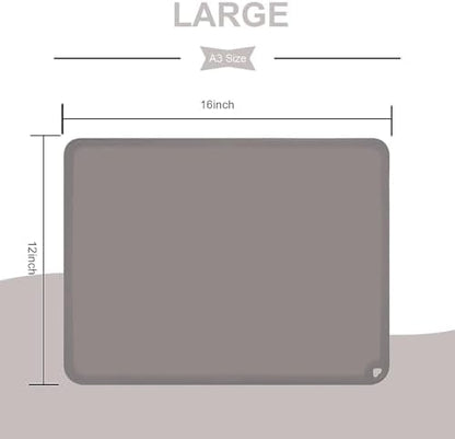 KVK gray baby food mat showing raised edge design for containing liquid spills