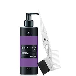 Schwarzkopf Professional Chroma ID Bonding Color Mask Purple front view with M Hair Designs Tint Brush bundle