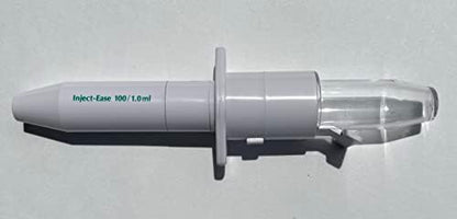 Inject-Ease device with 1ml Tuberculin syringe showing spacer rings for depth control