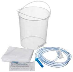 Medegen Medical OULANAO Enema Set with transparent 1500mL bucket front view for colon cleansing.