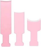 Three pink balayage highlighting paddles of different sizes