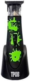 TPOB Slime 2 professional cordless clipper with clear housing and custom black green splatt graphics.
