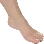 Reusable elastic corn wraps with mineral oil for moisturizing foot care.
