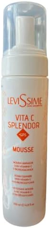 LeviSsime professional antioxidant vitamin C face wash mousse bottle display