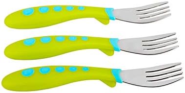 Toddler hands holding NUK Kiddy Cutlery comfort-grip forks