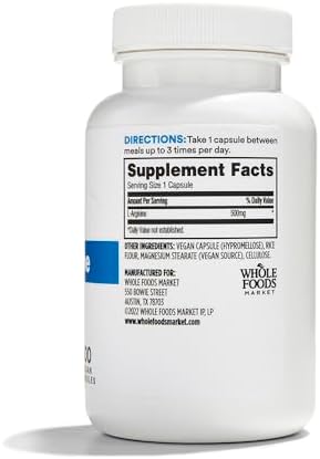 365 by Whole Foods Market L-Arginine supplement label details
