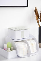 Close up of non-skid rubber feet on Ubbi diaper organizer