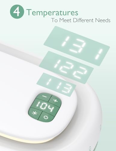 Close up of Momcozy wipe warmer temperature control display