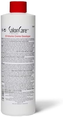 Close up of Salon Care 30 Volume developer label details