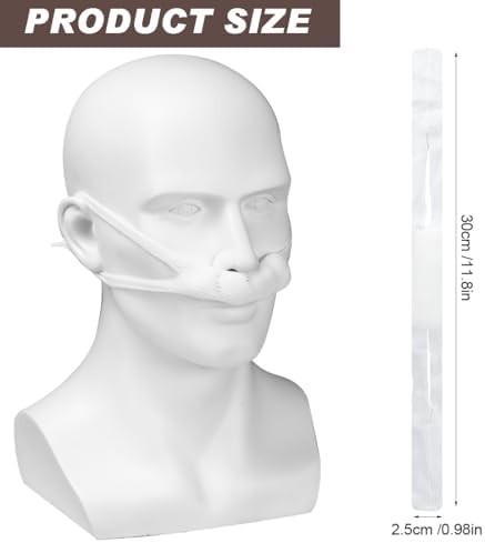 White elastic nasal surgery recovery bandage with adjustable ear loops.