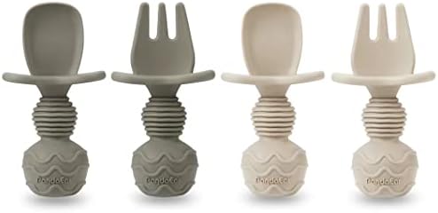 Close up of food grade silicone texture of baby feeding utensils