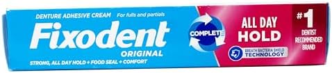 Denture adhesive sealing out food particles for comfortable eating