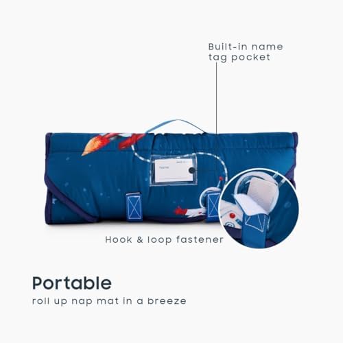 Wake In Cloud daycare bedding set showing the removable pillow detached from the microfiber mat