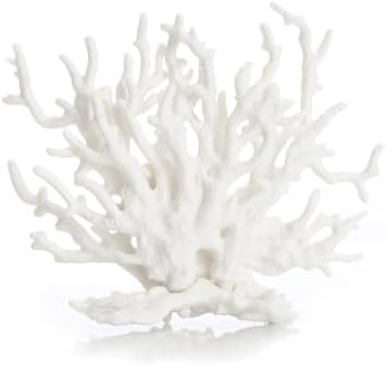 WEKVLPTH realistic white coral reef aquarium ornament placed inside a clean fish tank