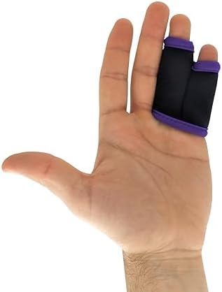 LIONTEK double finger buddy splint system showing purple trim detailing on durable lycra material