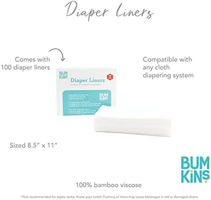 Bumkins diaper liners showing 100 count pack size
