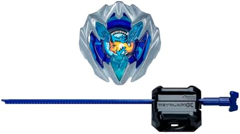 Beyblade X launcher and top assembly close up