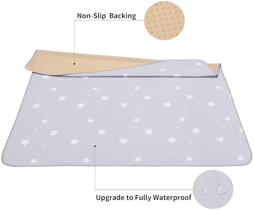 WOMUMON washable baby spill mat star pattern waterproof surface close up view