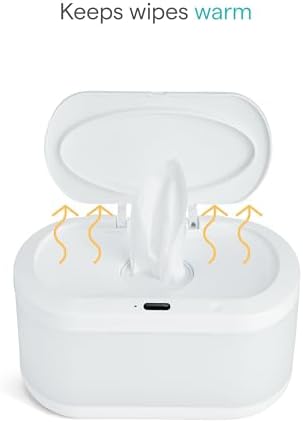 Side profile of Munchkin baby wipe warmer with nightlight feature glowing