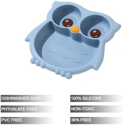PandaEar silicone baby plate with divided compartments