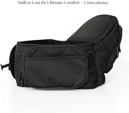 USA imported safety certified infant waist stool with side bottle holder pocket.