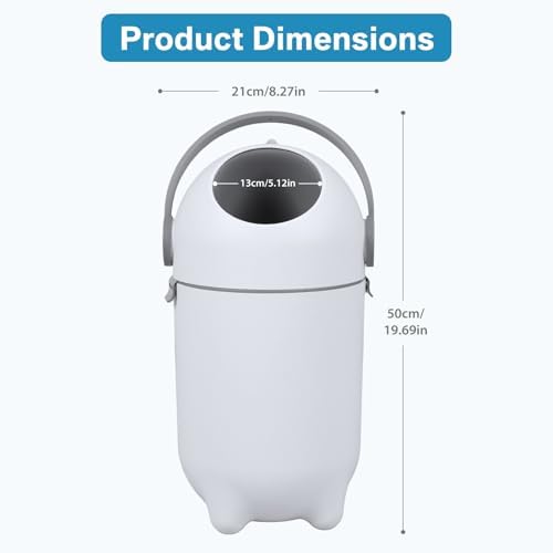 Side profile of Grebest airtight diaper pail for home