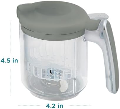 Close up view of the secure locking base of the gray replacement stirring container