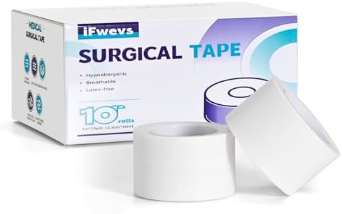 Hypoallergenic soft paper surgical tape roll showing one inch width dimension