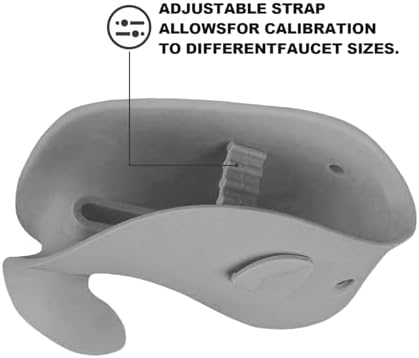 CDKMAX bathtub safety spout guard showing the adjustable bottom strap for universal tap fitting.