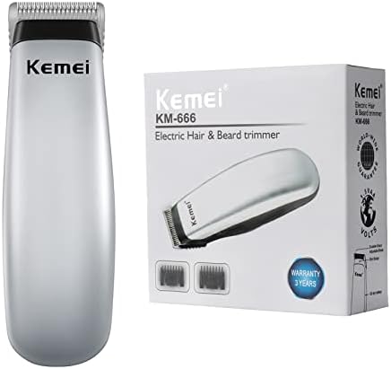 Kemei travel friendly battery operated beard and mustache trimmer showing ergonomic handle