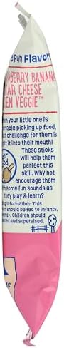 Nutritional facts panel of organic strawberry banana toddler snack sticks showing simple ingredients