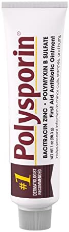 Polysporin double antibiotic ointment tube showing neomycin free formula details