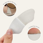 Pack of 12 individual heel liners showing the slim profile and ergonomic shape.