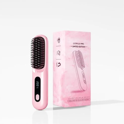 IZRIO portable mini hair straightening brush compact travel view side angle