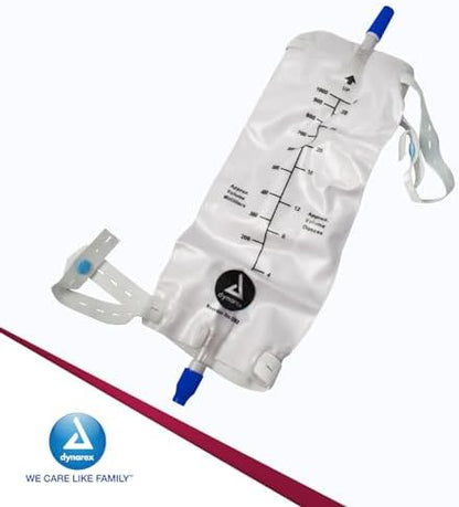 Authentic USA imported Dynarex urological bag connected to mock extension tube setup