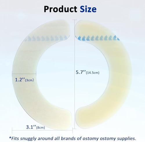 Waterproof stoma leak protection tape displaying C-shaped flexible elasticity contouring